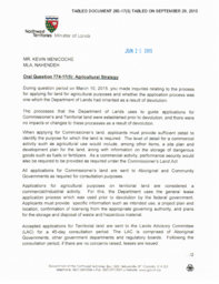 283-17(5) - Follow-up Letter for OQ 774-17(5): Agricultural Strategy 