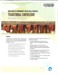 20-16(3) - Traditional Knowledge Implementation Plan