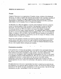 058-13(6)-Friends of Democracy : [submission on electoral boundaries and equal representation in the Northwest Territories].