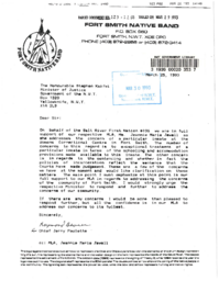 123-12(3) - Letter from the Fort Smith Native Band to Support Marie-Jewell Concerning an Inmate