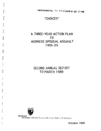 36-88(2) - "Choices", a Three Year Action Plan to Address Spousal Assault, 1986-89, Second Annual Report to March, 1988