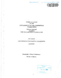 03-16(3) - Public Accounts of the Government of the Northwest Territories Interim Report (Unaudited) for the Year Ended March 31, 2008