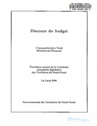 Discours du budget 1996-1997 Territoires du Nord-Ouest