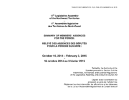 212-17(5) - Summary of Members' Absences for the Period October 16, 2014 to February 3, 2015 