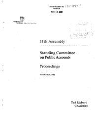 137-88(1) - Transcript of Public Proceedings of Public Accounts Committee Held March 28-29, 1988