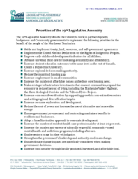 01-19(1) - Priorities of the 19th Legislative Assembly 