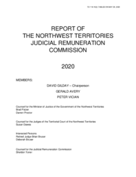 118-19(2) - Report of the Northwest Territories Judicial Remuneration Commission 2020 