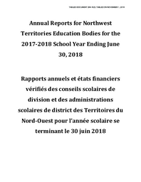 296-18(3) - Annual Reports for Northwest Territories Education Bodies for the 2017-2018 School Year Ending June 30, 2018 