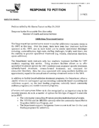 234-18(3) - Response to Petition 2-18(3): Addictions Treatment Centre 