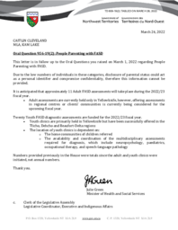 609-19(2) - Follow-up Letter for Oral Question 956-19(2):  People Parenting with FASD