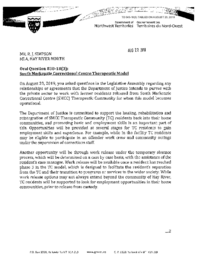 545-18(3) - Follow-up Letter for Oral Question 838-18(3): South Mackenzie Correctional Centre Therapeutic Model 