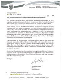 051-18(3) - Follow-Up Letter for Oral Question 819-18(2) Yellowknife Airport Hours of Operation 