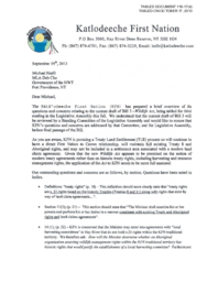 119-17(4) - Letter from Katlodeeche First Nation Detailing Concerns Related to Bill 3: Wildlife Act 