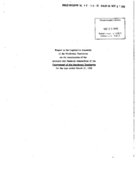 48-90(2) - Auditor General of Canada, Report to Legislative Assembly on Examination of Accounts snf Financial Transactions of the GNWT, Year Ended March 31, 1990