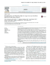 081-18(2) - Original Study - Hospitalization and Mortality Rates in Long-Term Care Facilities: Does For-Profit Status Matter? 