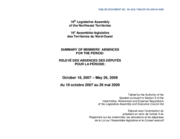 66-16(3) - Summary of Members' Absences for the Period October 18, 2007 to May 26, 2007 