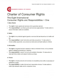 387-18(3) - Consumers Council of Canada Charter of Consumer Rights 