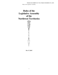 221-17(5) - Rules of the Legislative Assembly of the Northwest Territories dated May 27, 2015 