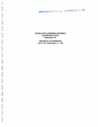 018-131(6)-Legislative Assembly Retiring Allowance Fund : financial statements for the year ended March 31, 1998 