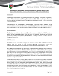 321-19(2) - Government of the Northwest Territories Response to Committee Report 5-19(2): Report of the Information and Privacy Commissioner of the Northwest Territories 