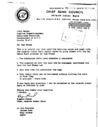 45-89(1) - Letter to Regional Superintendent of Renewable Resources from Chief Aklavik Indian Band, Regarding their Opposition to Big Game Hunting Proposal of Dall Sheep