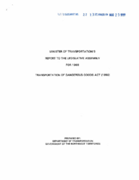 022-13(7)-Minister of Transportation's report to the Legislative Assembly for 1998 : Transportation of Dangerous Goods Act