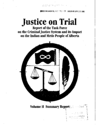 082-91(1) - Summary of Report Task Force on the Criminal Justice System and its Impact on Indian and Metis People in Alberta