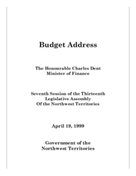 Budget Address 1999-2000 Northwest Territories