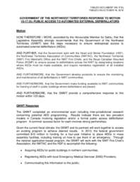 126-17(5) - Government of the Northwest Territories Response to Motion 15-17(5): Public Access to Automated External Defibrillators 