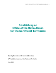 103-17(5) - Establishing an Office of the Ombudsman for the Northwest Territories 