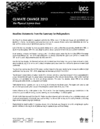 141-17(4) - Intergovernmental Panel on Climate Change (IPCC) - Climate Change 2013: Headline Statements from the Summary for Policymakers 