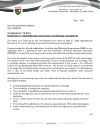 458-19(2) - Follow-up Letter for Oral Question 710-19(2) - : Northwest Territories Housing Corporation Local Housing Consultations 