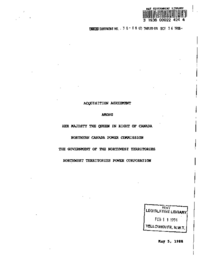 38-88(2) - Acquisition Agreement Among Her Majesty the Queen in Right of Canada. Northern Canada Power Commission, the GNWT, NWT Power Corporation