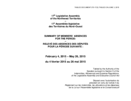 270-17(5) - Summary of Members' Absences for the Period February 4, 2015 to May 26, 2015 