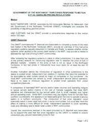 116-17(4) - GNWT Response to Motion 6-17(4) : Gasoline Pricing Regulations 