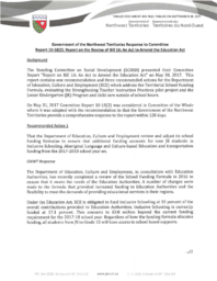 459-18(2) - Government of the Northwest Territories Response to Committee Report 10-18(2): Report on the Review of Bill 16: An Act to Amend the Education Act 