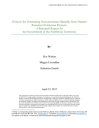 272-18(3) - Policies for Generating Socioeconomic Benefits from Natural Resource Extraction Projects: A Research Report for the Government of the Northwest Territories 