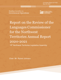 CR 29-19(2) - Report on the Review of the Languages Commissioner for the Northwest Territories Annual Report 2020-2021