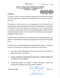 10-12(5) - Report on Negotiated Contracts Awarded by the Department of Transportation in 1992-93 and 1993-94