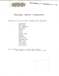 049-12(2) - Emerging Market Communities