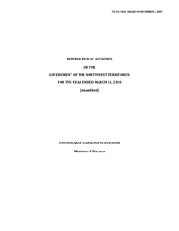 236-19(2) - Interim Public Accounts of the Government of the Northwest Territories for the Year Ended March 31, 2020 