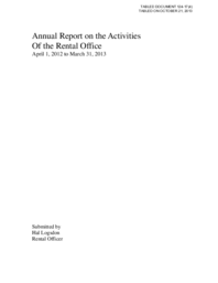 124-17(4) - Annual Report on the Activities of the Rental Office April 1, 2012 to March 31, 2013 