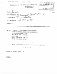 043-13(6)-Letter To Mr. Don Avison, Principal Secretary to Cabinet, from Mr. Noel Fournier, Conflict of Interest Commissioner