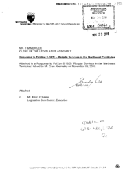 132-16(5) - Response to Petition 8-16(5): Respite Services in the Northwest Territories 