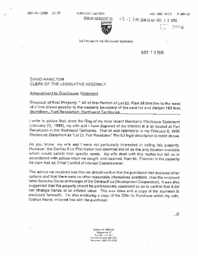 045-13(6)-Memo to Mr. David Hamilton, Clerk of the Legislative Assembly, from the Honourable Don Morin, Premier, regarding an amendment to disclosure statement.