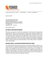 382-19(2) - Letter dated March 30, 2021 from Northwest Territories Hydro Corporation and Northwest Territories Power Corporation President and CEO to Minister Archie regarding 2020-21 Capital Spending Budget 