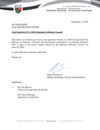 174-19(2) - Follow-up Letter for Oral Question 333-19(2): Business Advisory Council 