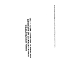 60-16(3) - Annual Report Respecting Members' Indemnities and Allowances for the Fiscal Year Ended March 31, 2009 