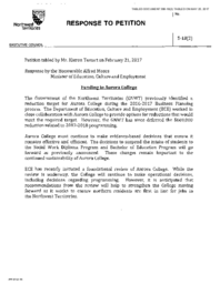 368-18(2) - Response to Petition 5-18(2): Funding for Aurora College 