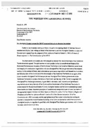 007-13(7)-Letter to the Honourable Jim Antoine, Premier of the Northwest Territories, from Mr. Bill Erasmus, Co-Chair of the Western NWT Aboriginal Summit, regarding Aboriginal Summit request for GNWT to appeal decision on electoral boundaries.